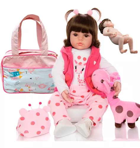 Boneca Bebê Reborn Realista Girafinha Original + Bolsa