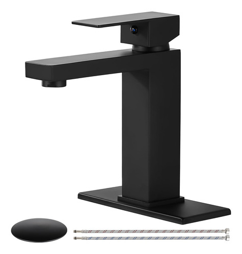 Heyalan Grifo Para Lavabo De Baño, Color Negro Mate, Sus304,