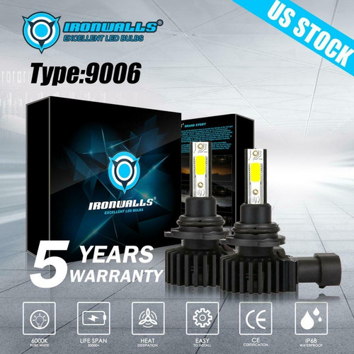 Set 2 Focos 9006 Hb4 Luz Led Cob Blanco Cristal 6000k 12v