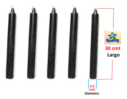 Velas Grandes Negras (5und) 30cmt Largo X 2,5 Cmt Diametro