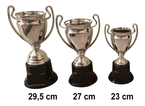 Podio Plata 3 Trofeos Copas Champion League Deporte Plastica