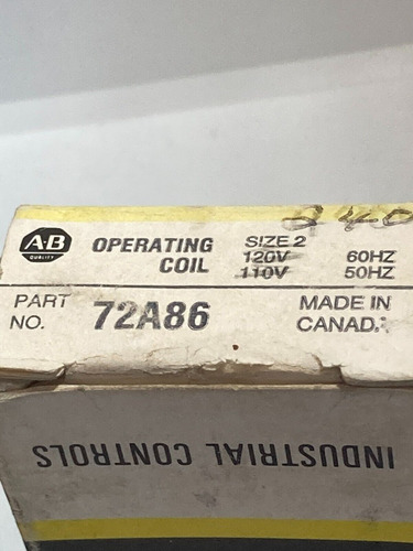 Allen Bradley 72a86 Coil 120v 60hz 110v 50hz Nib Bbd