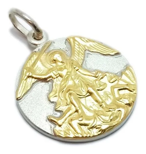 comprar Medalla San Miguel Arcángel - Plata Y Oro - Grabado - 22mm