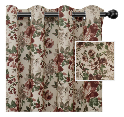 Fl Printed Blackout Curtain 84 Inch Length Grommet Ther...