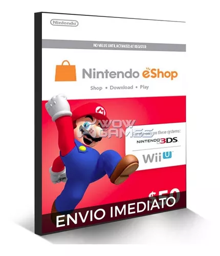 Cartão Nintendo Switch 3ds Wii U Eshop Card Usa 5 Dólares