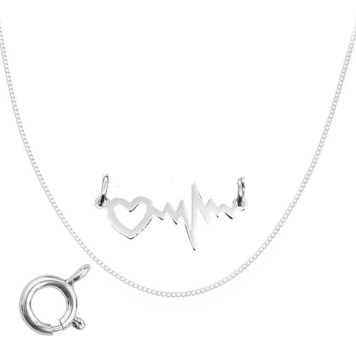 Collar Dije Electrocardiograma Corazón Plata 925 Envío Grati