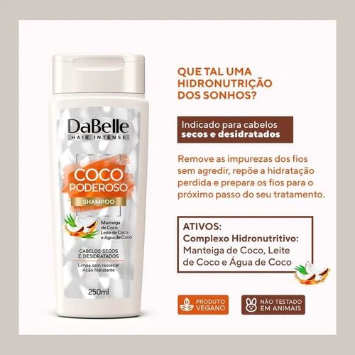 Shampoo Dabelle Coco Poderoso - Cabelos Secos E Desidratados