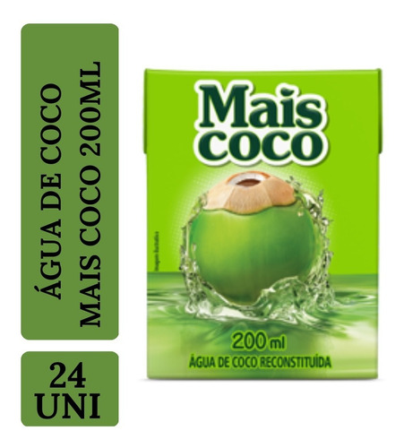 Água De Coco Mais Coco 200ml - 24 Unidades