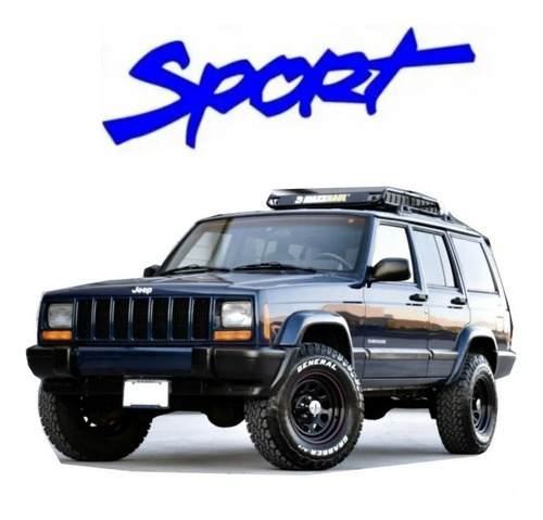 Adesivo Resinado Sport Azul Para Jeep Cherokee 20404