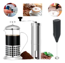 Comprar Molinillo Grano Cafe + Jarra Cafetera Vidrio 600ml + Batidor
