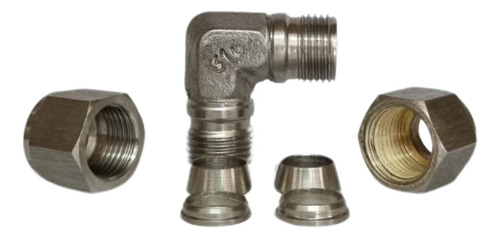 Conexão Cotovelo União Od X Od Inox 316 Dupla Anilha ¼''