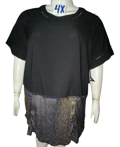 Blusa Negra Y Dorado De Gala Talla 4x (46/48 Mx) Ava Viv 