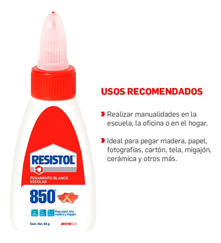 Pegamento Resistol 850 Escolar 55 G Blanco