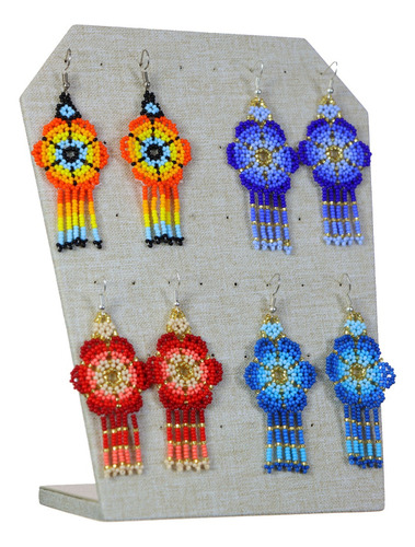 Pack 24 Par Aretes De Chaquira Artesanales Mayoreo