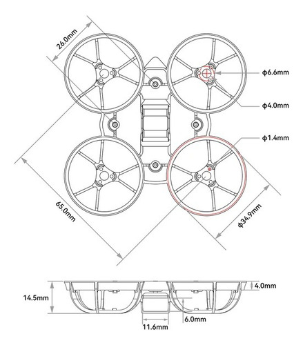 Moldura Betafpv Air65 Meteor65 Brushless Tiny Whoop Frame