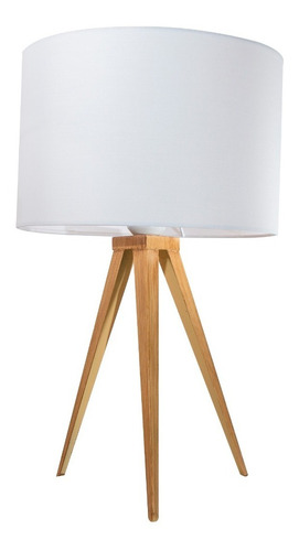 Lámpara De Mesa Madera Clara Estilo Moderno E27 40w 1 Luz