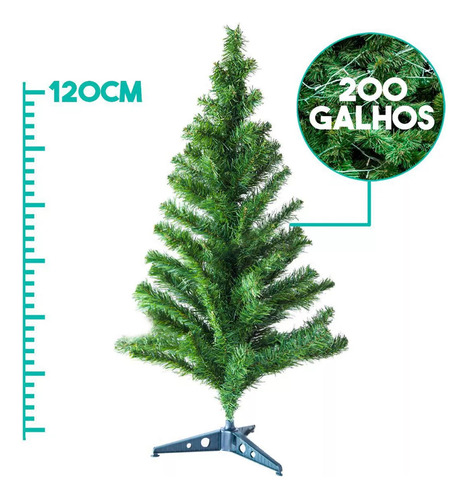 Árvore Natal Verde 120cm 200 Galhos Pinheirinho Pinheiro