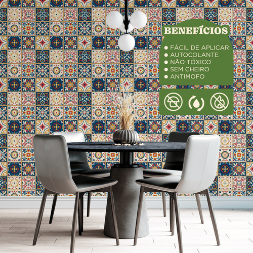 Papel De Parede Autocolante Cozinha Azulejos Português 2m