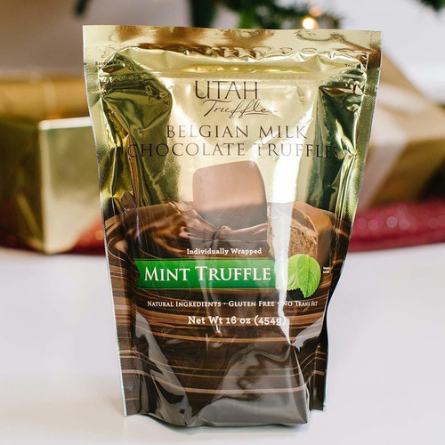 Utah Truffles Belga Chocolate Con Leche Menta Bolsa Envuelta