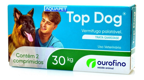 Vermifugo Ouro Fino Top Dog 30kg - Caixa 2 Comprimidos