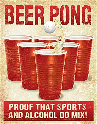 Cartel De Lata Beer Pong - Decoración Vintage - Hecho En Usa