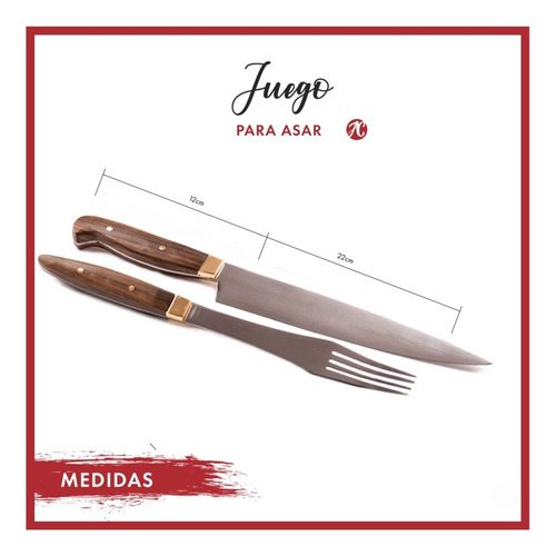 Imagen 5 de 9 de Juego Cuchillo Y Tenedor Artesanal Acero Mission
