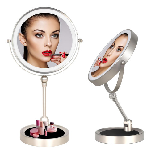 Espejo De Maquillaje Iluminado Ajustable De 8 Pulgadas De Al
