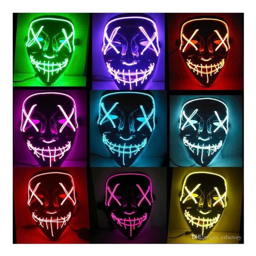 Mascara Luz Led La Purga Halloween The Purge Colores Color Verde