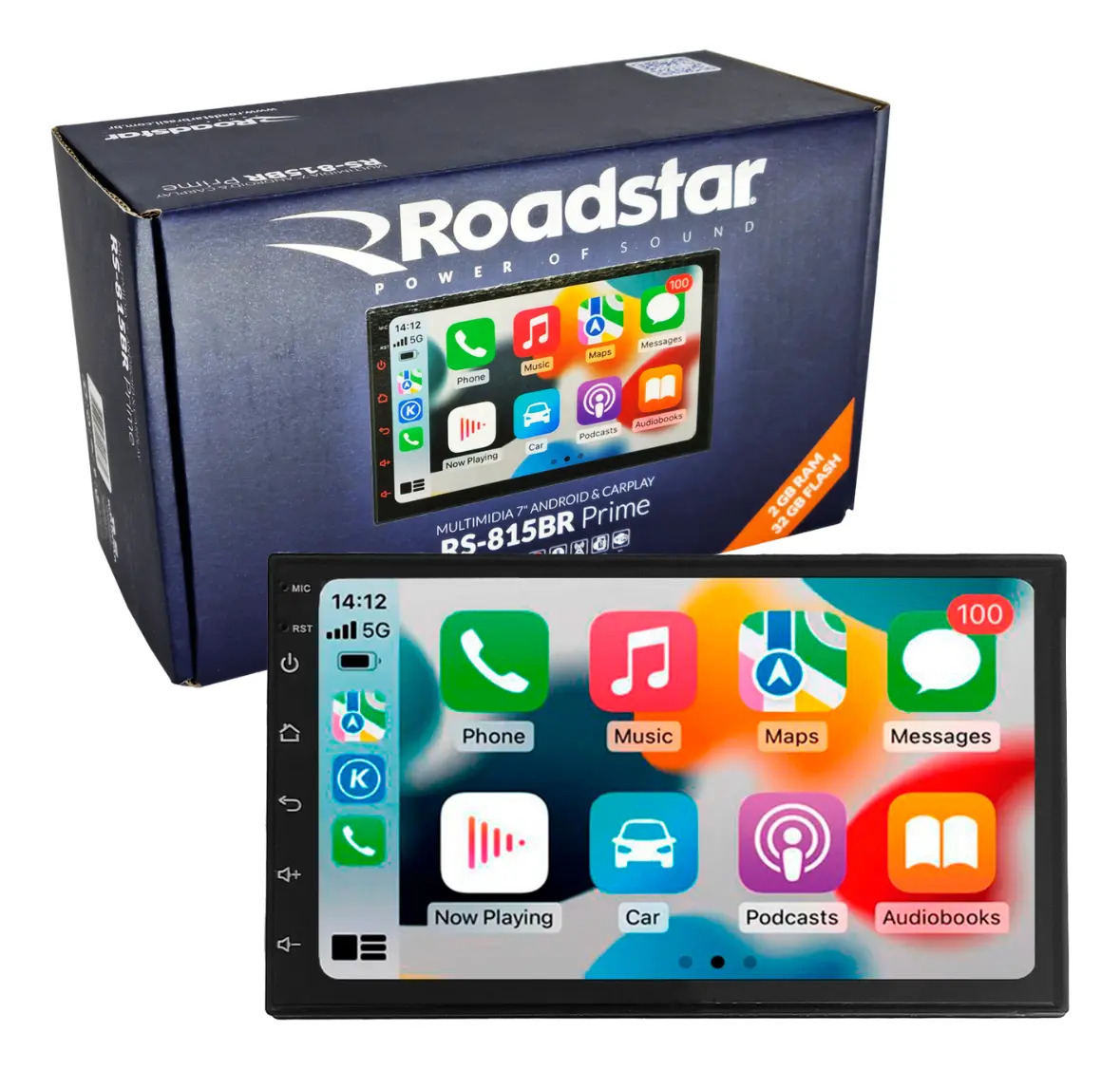 Sistema multimídia para veículo Roadstar RS-815BR Prime 7" - preto