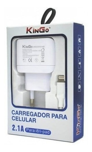 Kit Carregador Tomada E Cabo Para iPhone Kingo 2.1 Amperes