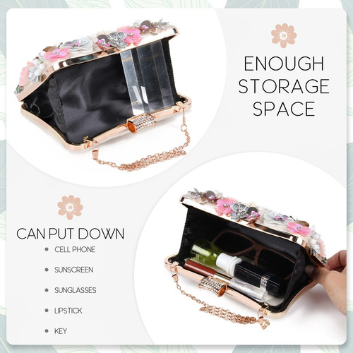 ¡kuang! Bolsos De Noche Con Flores Florales Para Mujer, Bols
