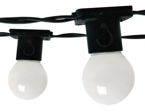 Varal 50 Metros Preto Com 50 Bolinhas Led 1w Branco Frio