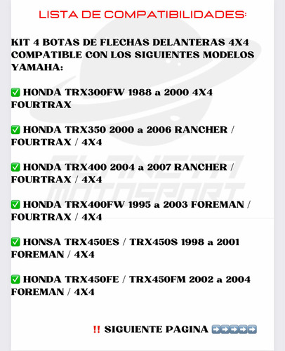 Bota Polvera Flechas 4x4 Honda Trx400 Rancher Fourtrax 04-07