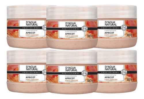  6 Cremes Esfoliante Forte Abrasão Apricot 300g Dágua Natural