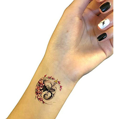 Tafly  Elefante Tatuaje Temporal Calcomania Para Mujer Arte