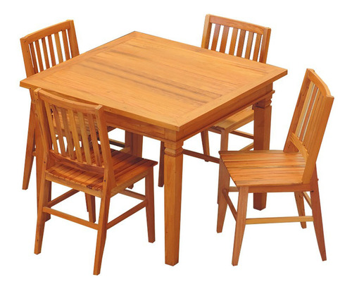 Conjunto Mesa De Jantar 1 X 1 M 4 Cadeiras Madri Madeira Dem