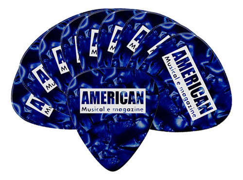 Pacote 12 Palhetas American Celuloide Medium 0.71mm Azul