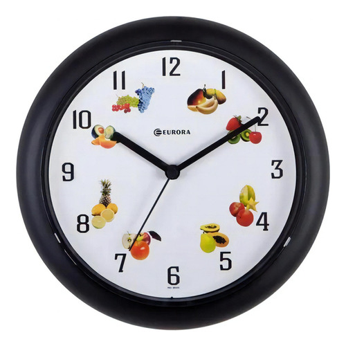 Relógio De Parede Eurora Cozinha Preto 6514