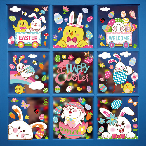 9p Pegatinas Decorativas De Pascua Para Vinilos En Ventanas
