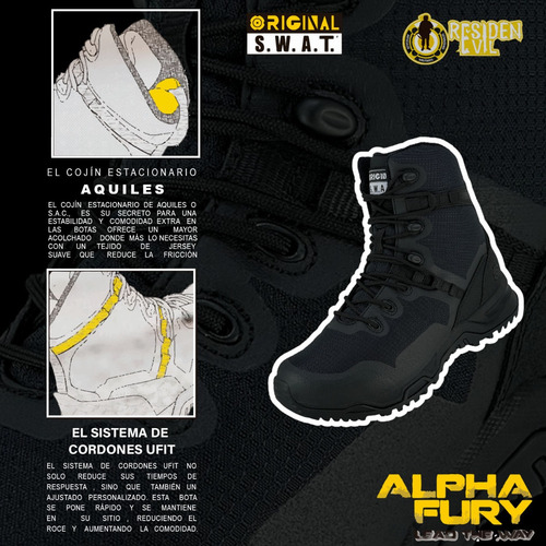 Imagen 10 de 10 de Botas Tácticas Original Swat Alpha Fury 8 Con Cierre