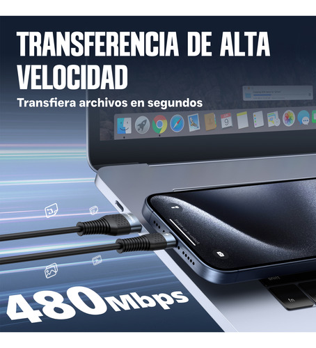 Cable De Carga Usb Kb64 Para iPhone Y Tipo C 2.1a Y 10w