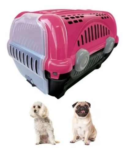 Caixa Transporte Cães Gatos Pets N1 Até 8kg Furacão Pet Rosa