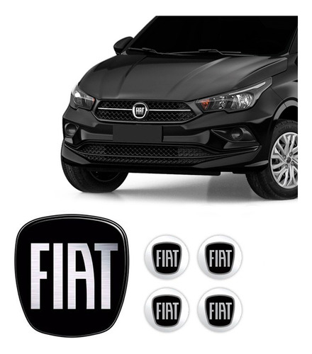 Kit 5 Adesivos Fiat Cronos Preto Black Piano 2018 Até 2020