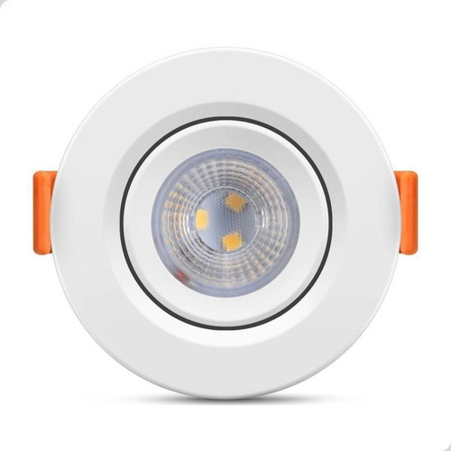 Spot Led Embutir Redondo 5w Bivolt 3000k Branco Quente