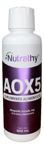 Suplemento Alimenticio Aox 500 Ml Nutrathy Sabor Mangostan, Granada, Goji, Arandano