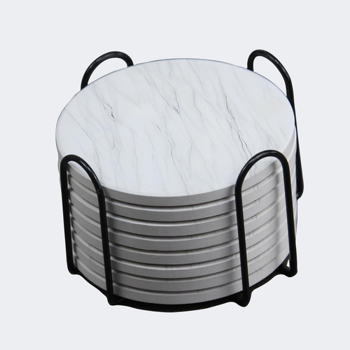 Juego De 8 Posavasos Para Bebidas Con Soporte De Metal, Patr