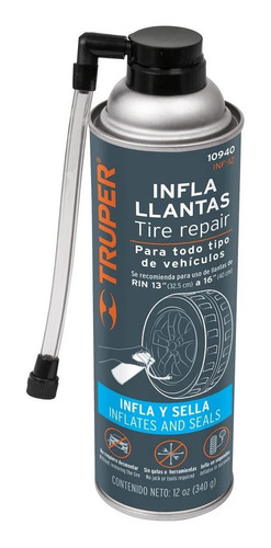 Inflallantas Instantaneo 340ml Truper 10940