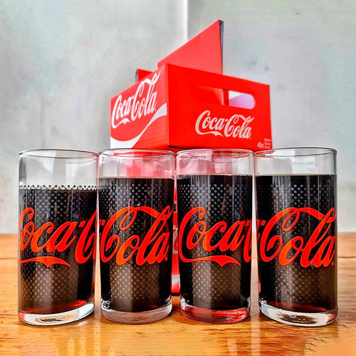 Set De 4 Vasos De Vidrio Coca-cola