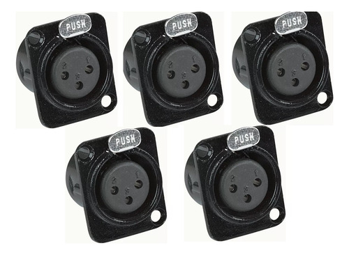 5 X Conectores De Chasis Canon Xlr Hembra Para Empotrar 