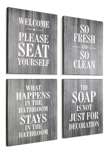 Letreros De Humor De Madera Para Baño: Decoración Par...